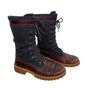 Timberland Gayne Warm Gaiter Womens Combat Boots Burgundy Leather Wool 7.5